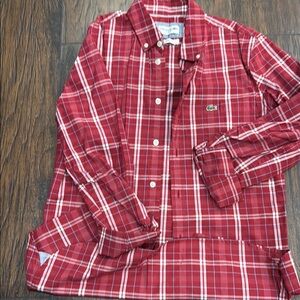 Lacoste Red and White Casual Button Down Shirt
